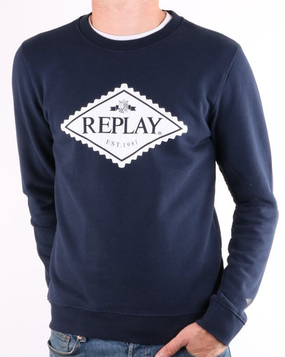 Replay Logo Sweatshirt Marineblau