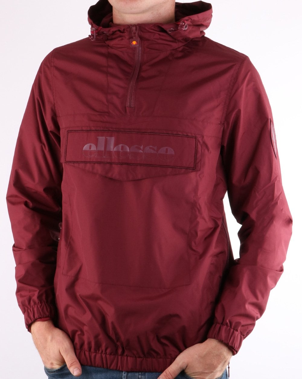 Ellesse – Jacke mit Viertelreißverschluss in Burgunderrot