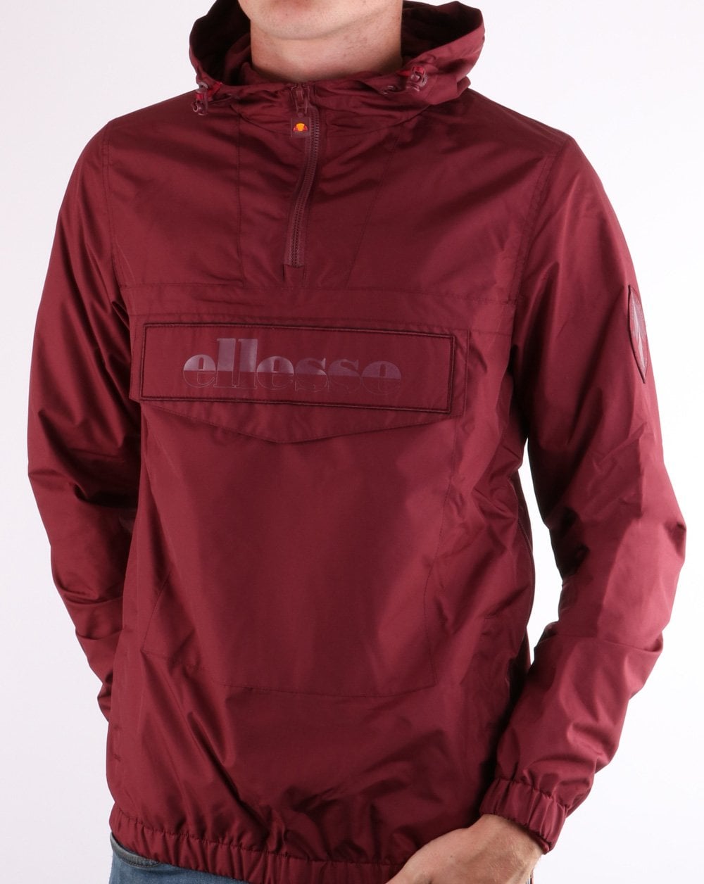Ellesse – Jacke mit Viertelreißverschluss in Burgunderrot