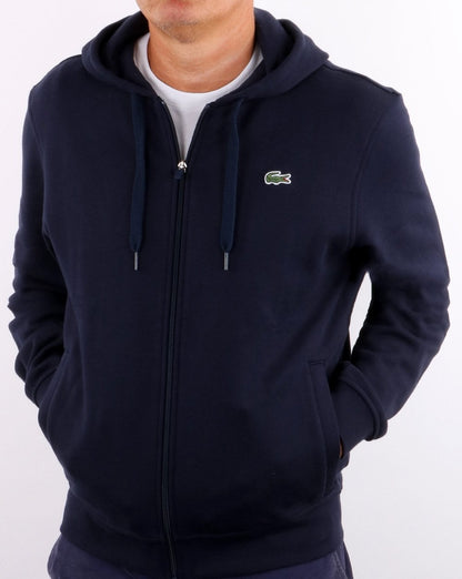 Lacoste – Kapuzenpullover mit durchgehendem Reißverschluss in Marineblau