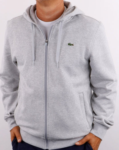 Lacoste – Grauer Hoodie mit durchgehendem Reißverschluss