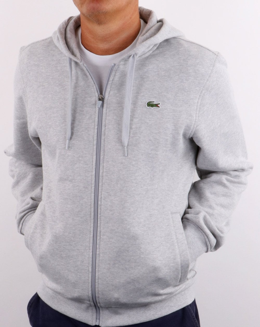 Lacoste Full Zip Hoodie Grey