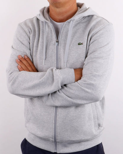 Lacoste – Grauer Hoodie mit durchgehendem Reißverschluss