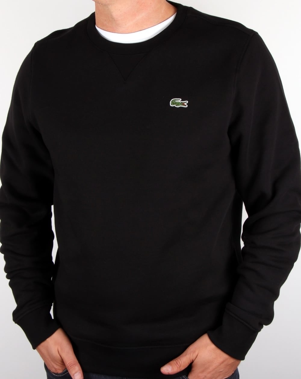 Lacoste – Sweatshirt mit Rundhalsausschnitt in Schwarz