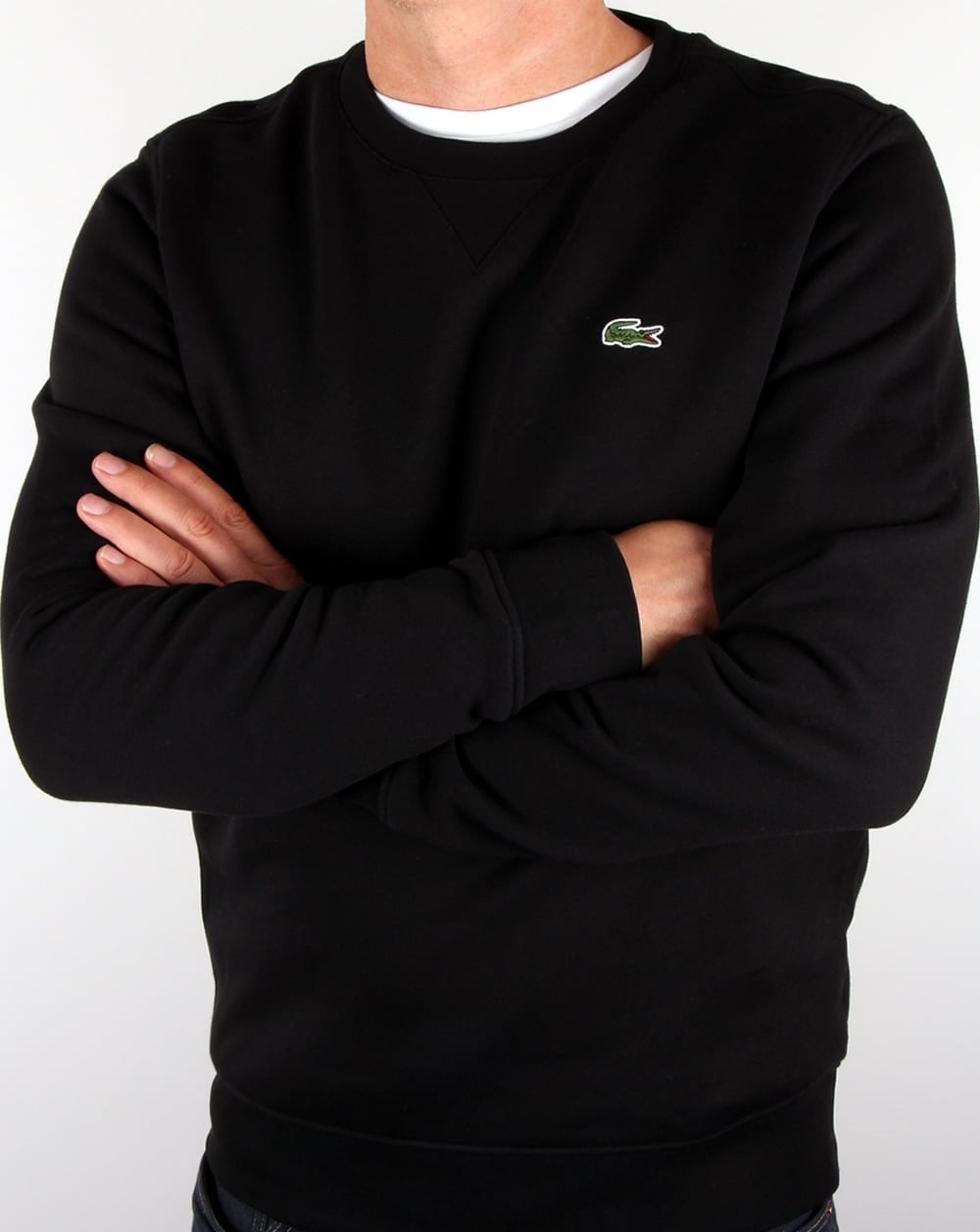Lacoste – Sweatshirt mit Rundhalsausschnitt in Schwarz