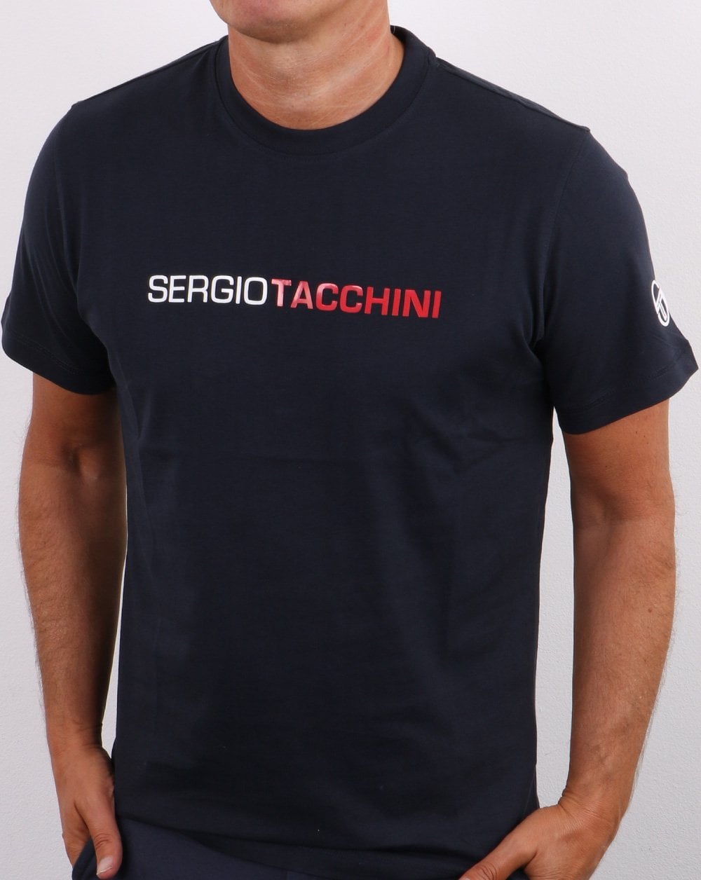 Sergio Tacchini Linear Logo T Shirt Navy/White/Red