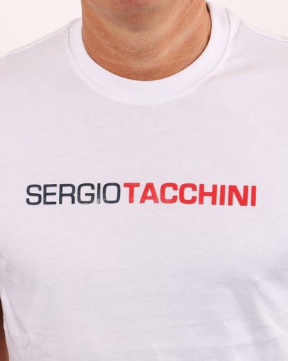 Sergio Tacchini Linear Logo T-Shirt Weiß/Marineblau/Rot
