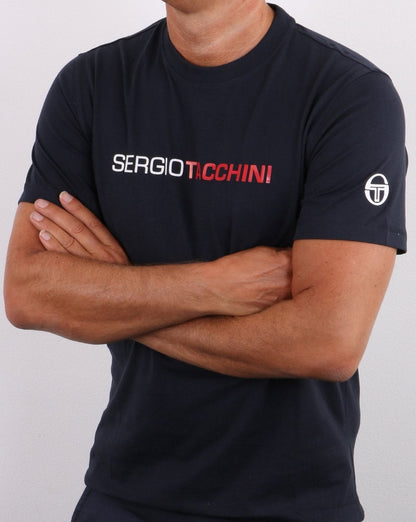 Sergio Tacchini Linear Logo T-Shirt Marineblau/Weiß/Rot