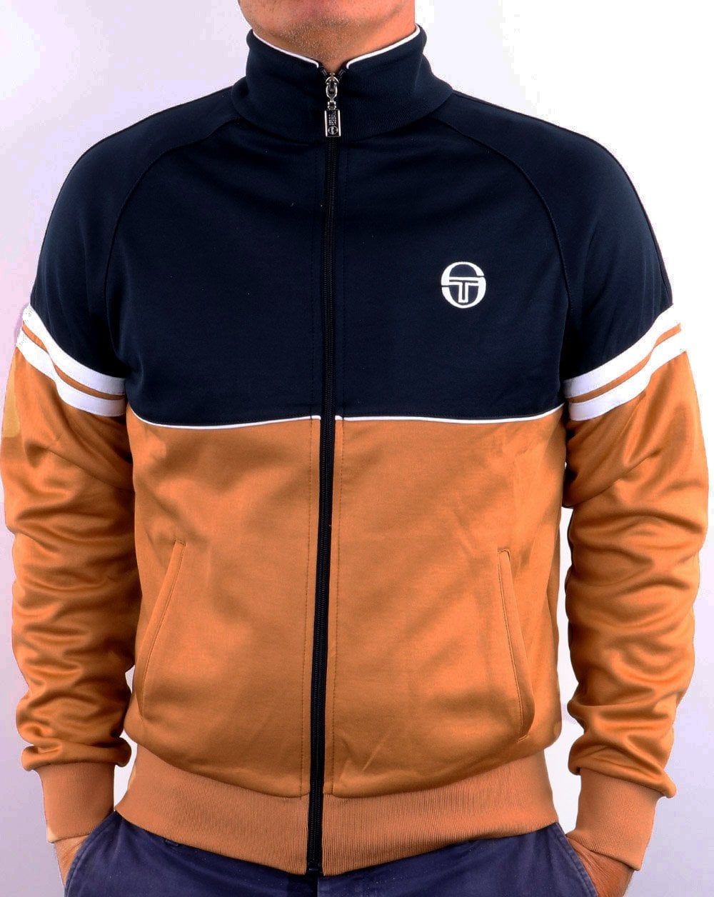 Sergio Tacchini – Orion Trainingsjacke in Senfgelb/Marineblau