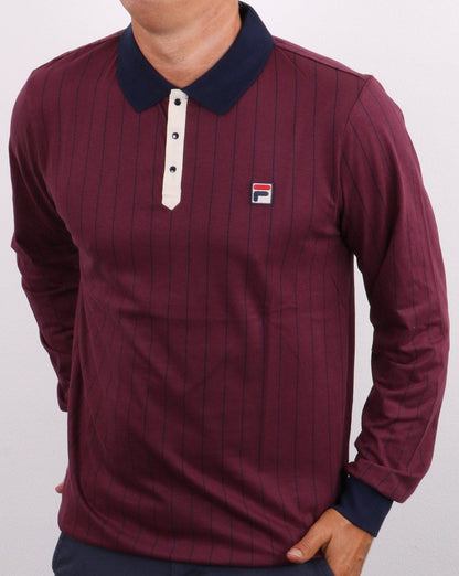 Fila Vintage Settanta Langarm-Poloshirt, Zartes Lila