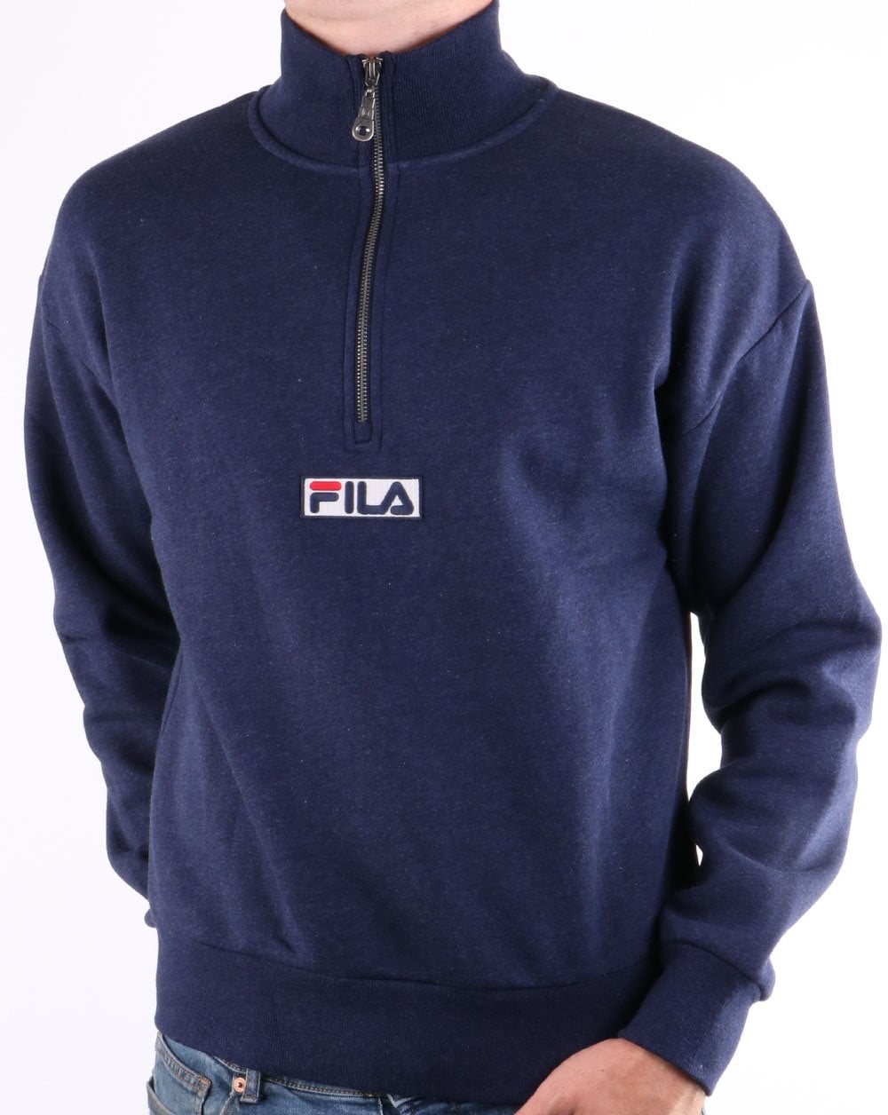 Fila Vintage Sweatshirt mit 1/2 Reißverschluss, Marineblau