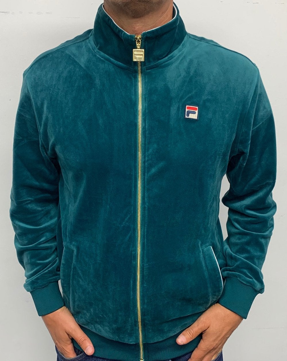 Fila Vintage Velours Trainingsoberteil Blaugrün