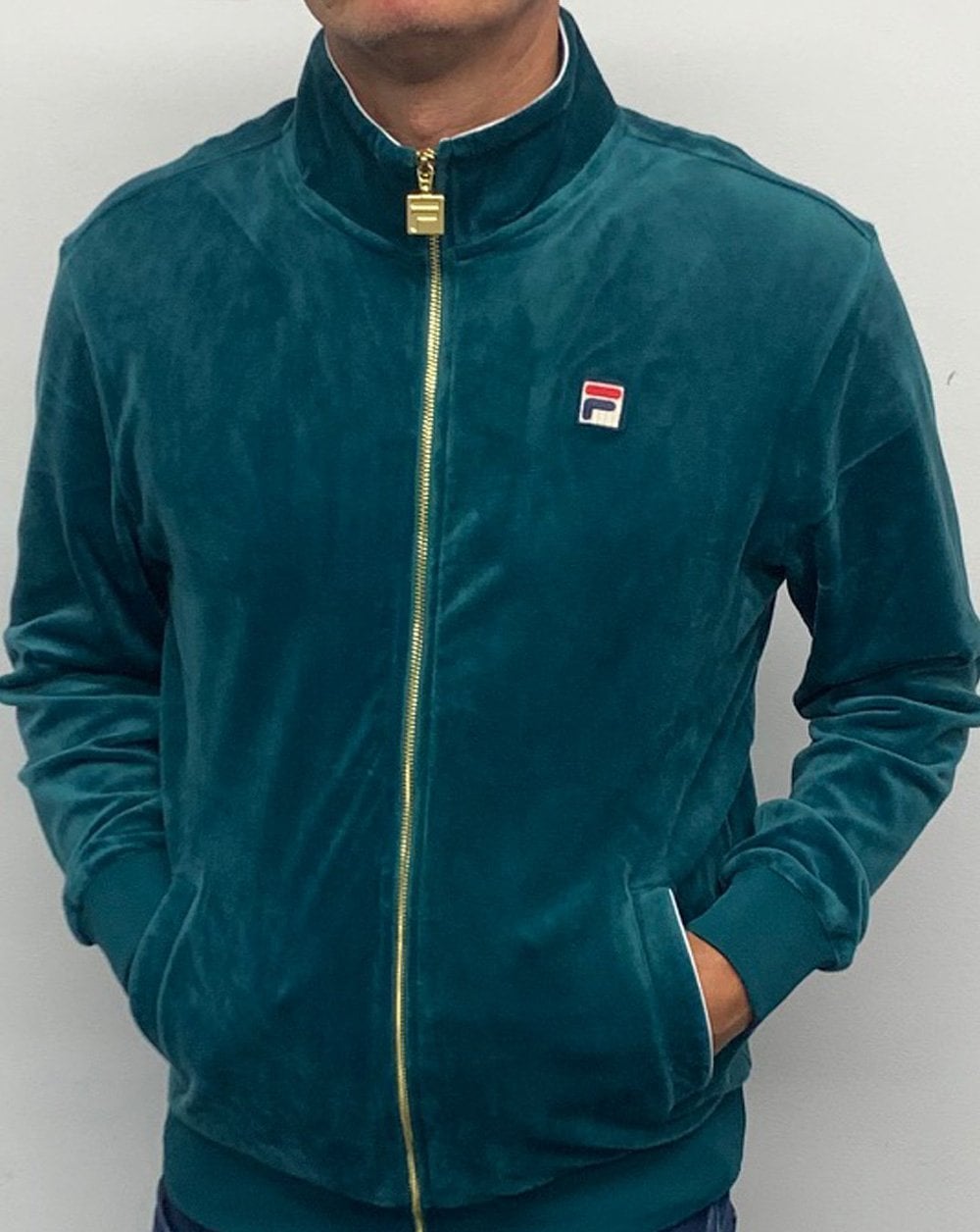 Fila Vintage Velours Trainingsoberteil Blaugrün
