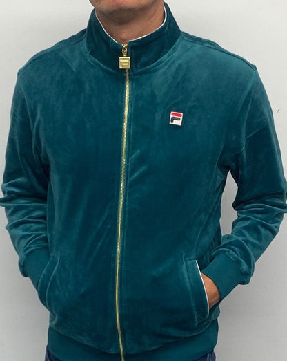 Fila Vintage Velours Trainingsoberteil Blaugrün