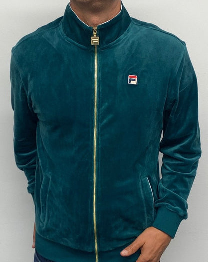 Fila Vintage Velours Trainingsoberteil Blaugrün