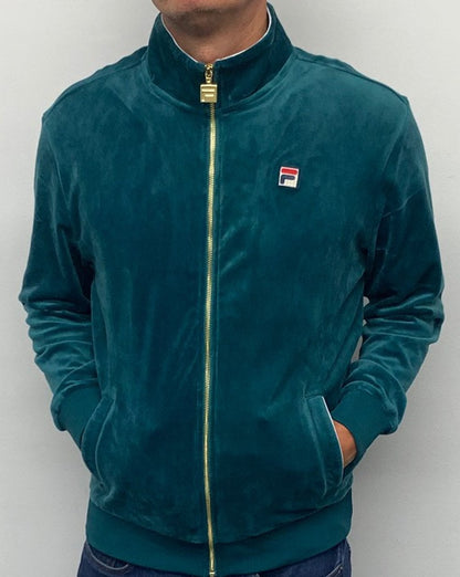 Fila Vintage Velours Trainingsoberteil Blaugrün