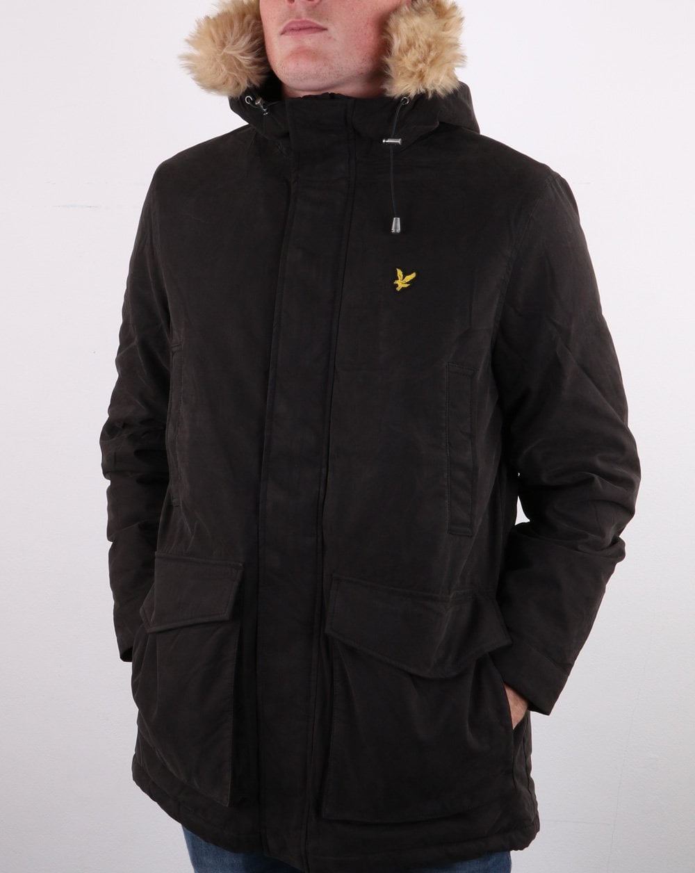 Lyle And Scott Microfleece Lined Parka Jet Black
