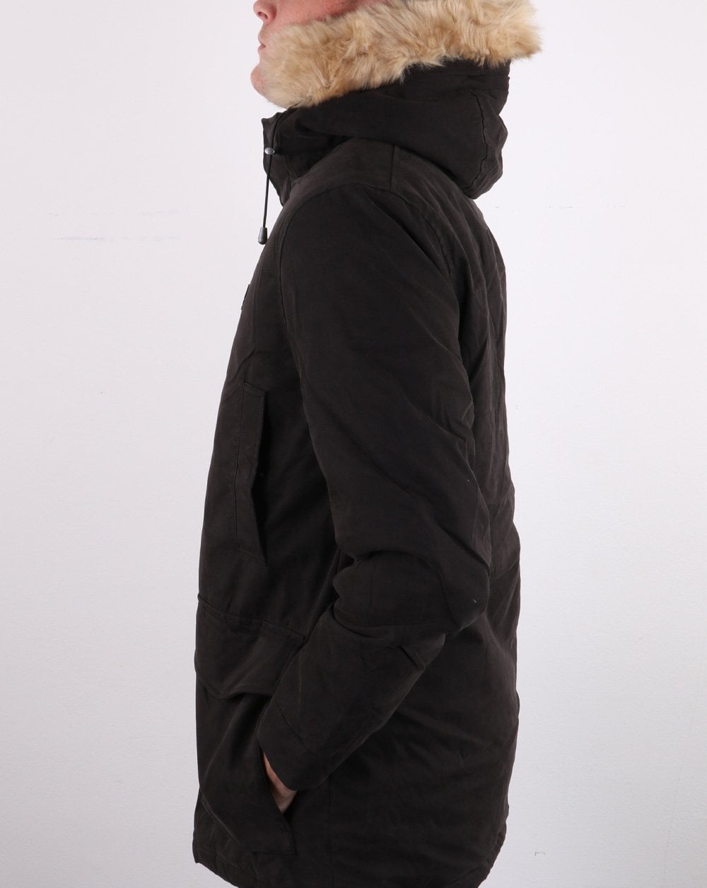Lyle And Scott – Parka mit Mikrofleece-Futter in Tiefschwarz