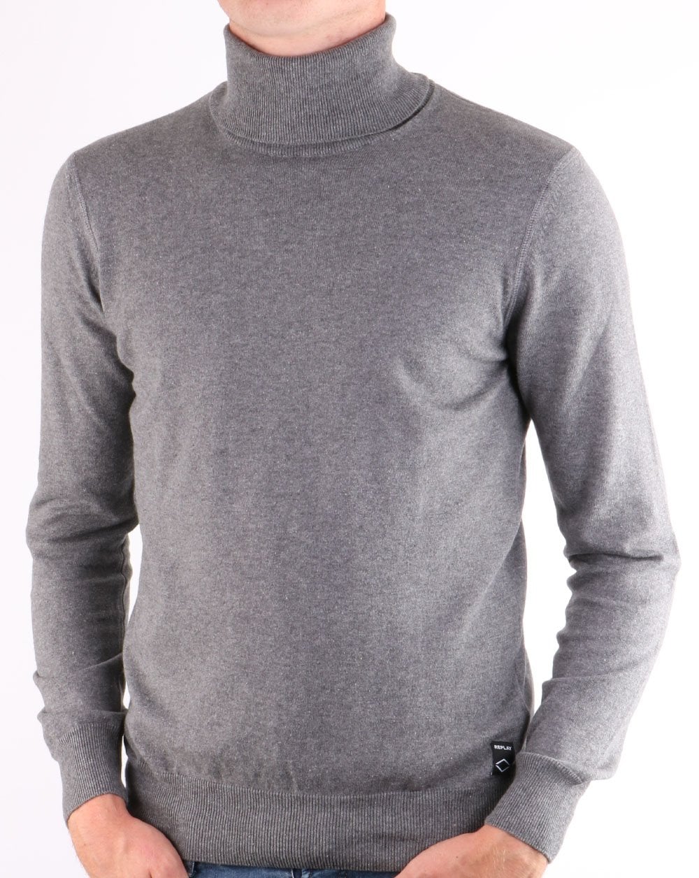 Replay Rollkragenpullover Grau Melange