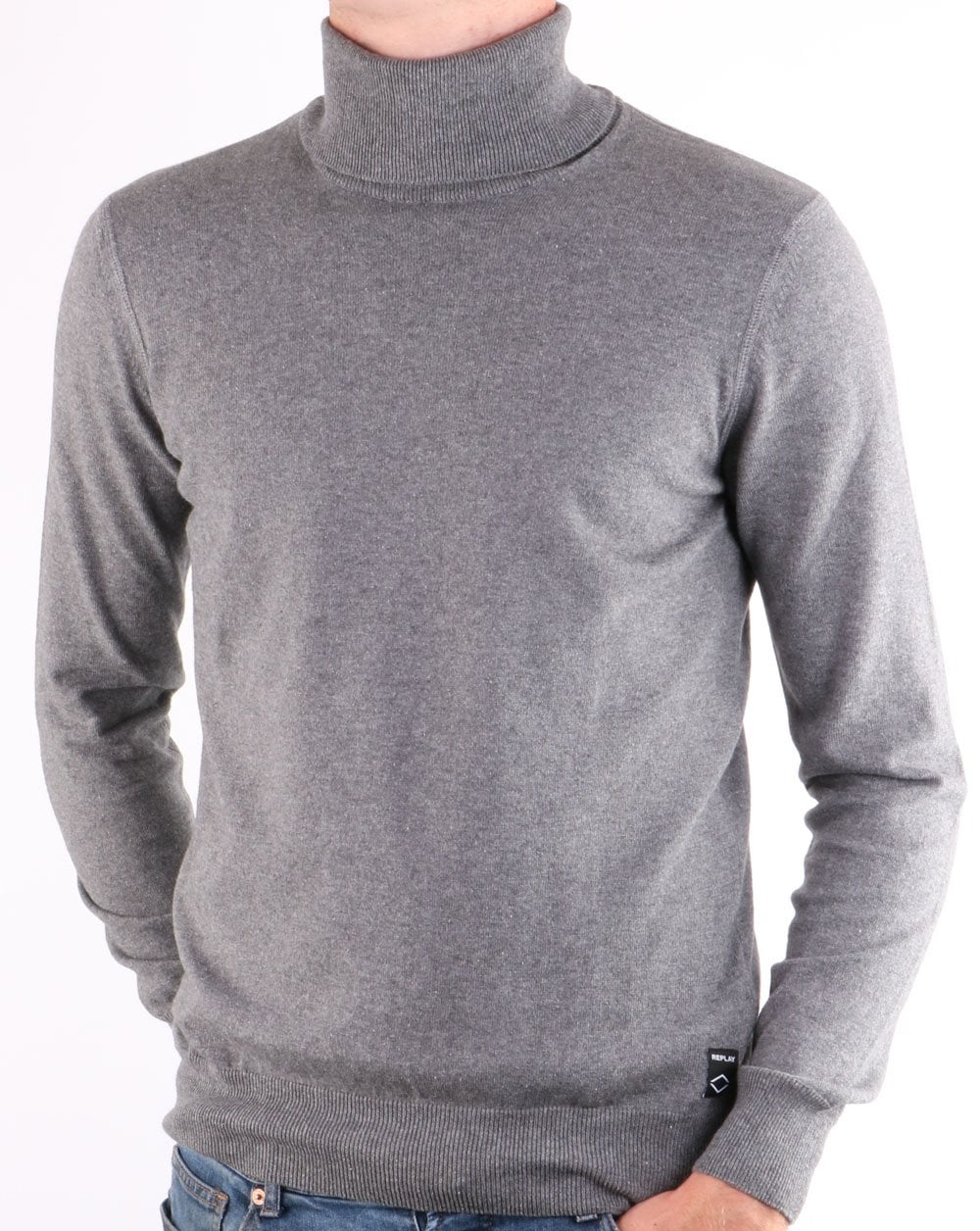 Replay Rollkragenpullover Grau Melange