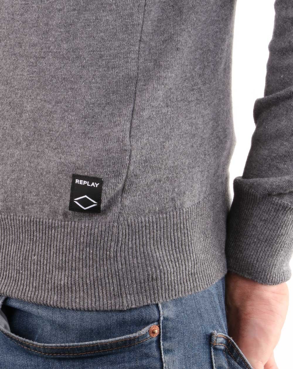 Replay Rollkragenpullover Grau Melange