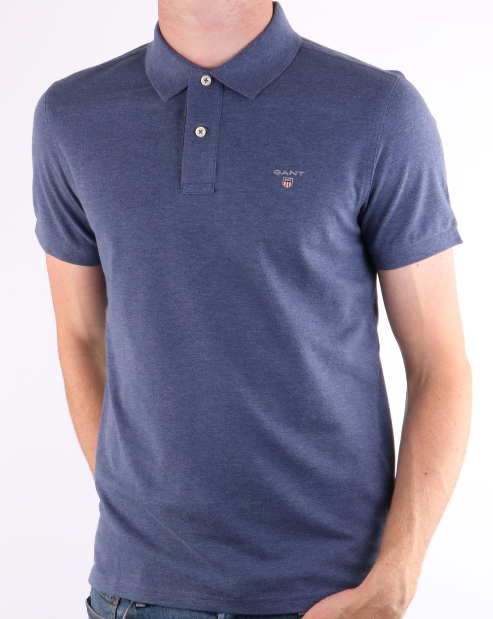 Gant Pique Rugger Polo Dark Blue Melange