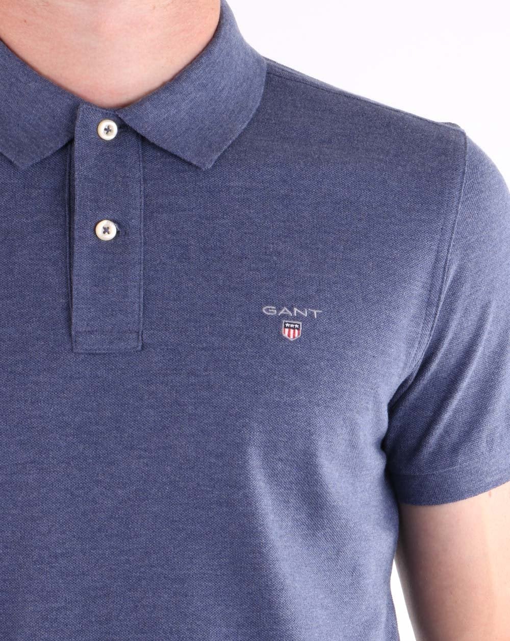 Gant Pique Rugger Polo Dark Blue Melange