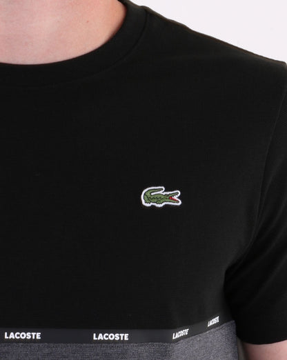 Lacoste T-Shirt mit Kontraststreifen Schwarz/Grau