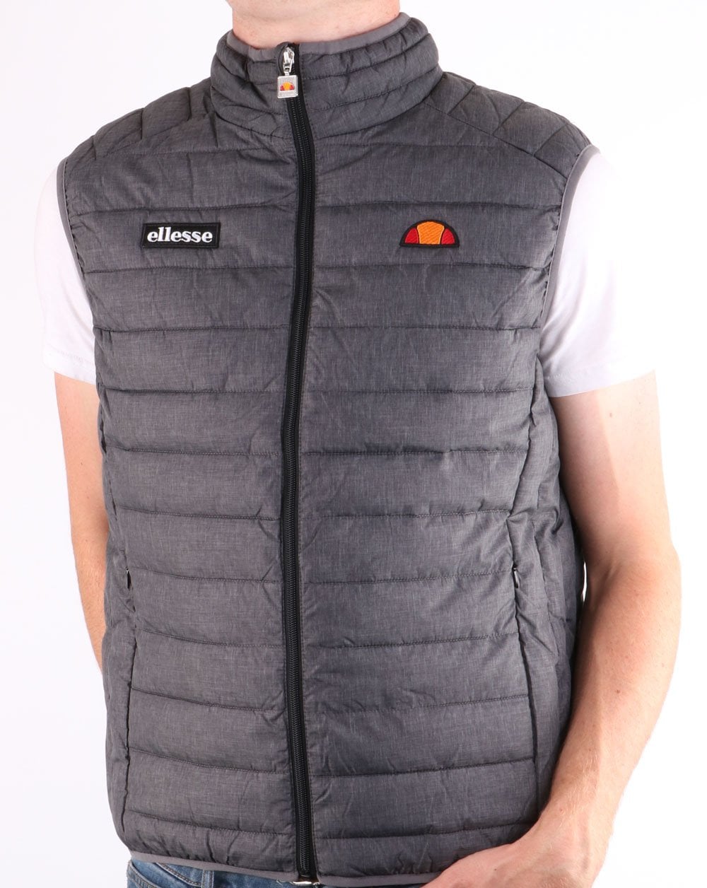 Ellesse – Bardy – Wattierte Weste in Dunkelgrau meliert