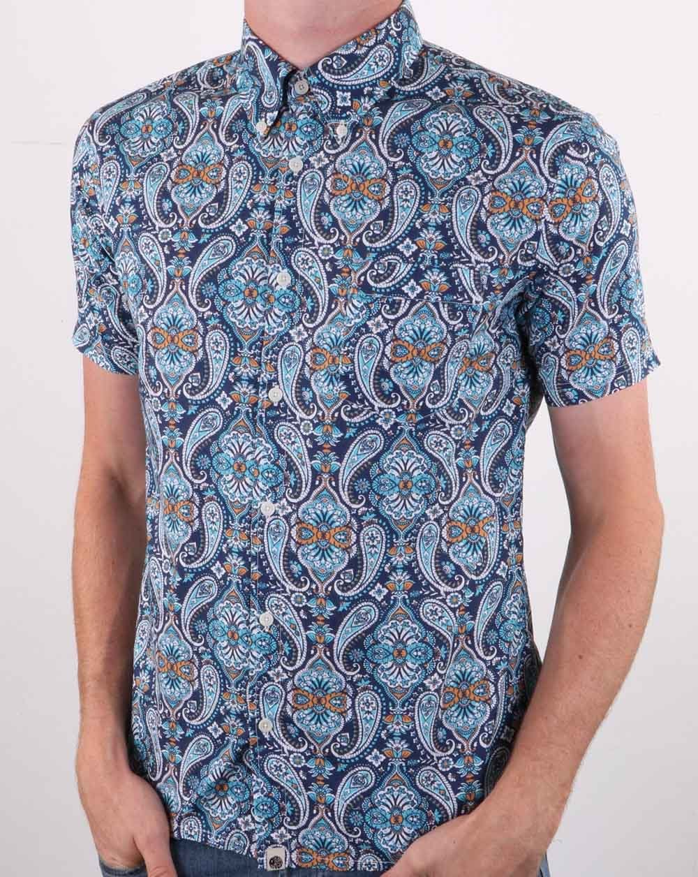 Pretty Green Daytona Resort Hemd Marineblau