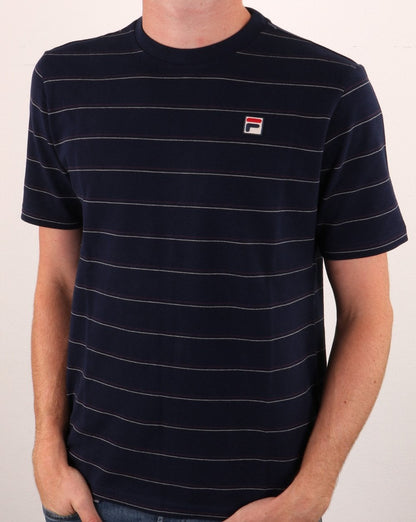 Fila Vintage Leon gestreiftes T-Shirt Marineblau