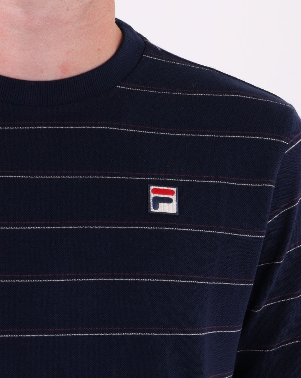 Fila Vintage Leon gestreiftes T-Shirt Marineblau