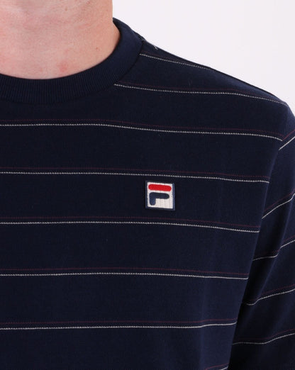 Fila Vintage Leon gestreiftes T-Shirt Marineblau