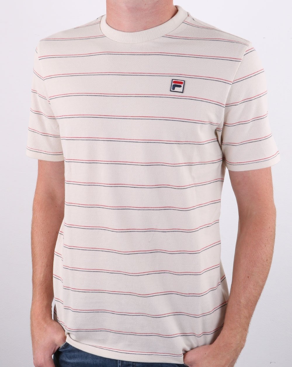 Fila Vintage Leon Gestreiftes T-Shirt Turteltaube