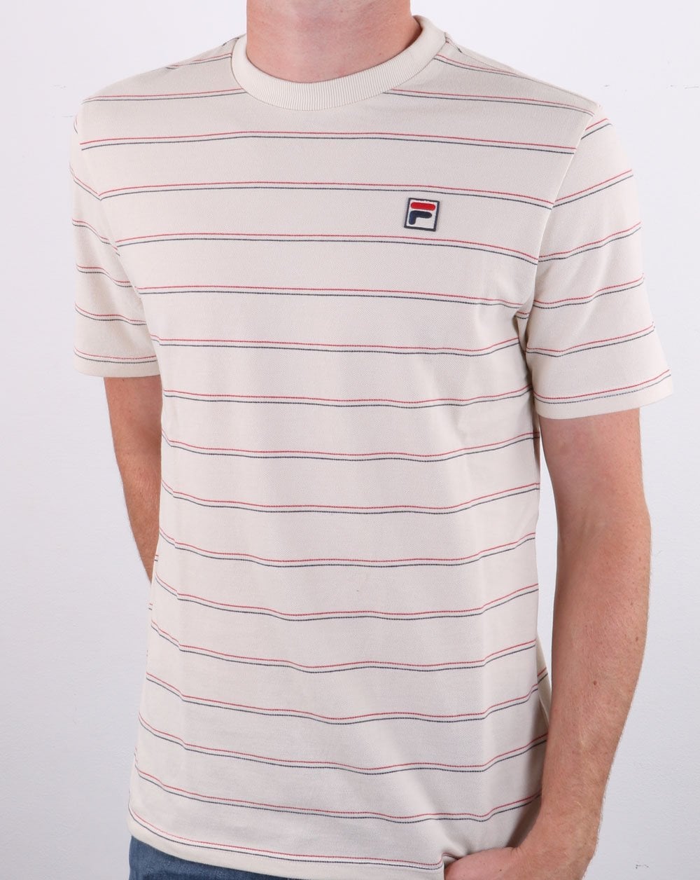Fila Vintage Leon Gestreiftes T-Shirt Turteltaube
