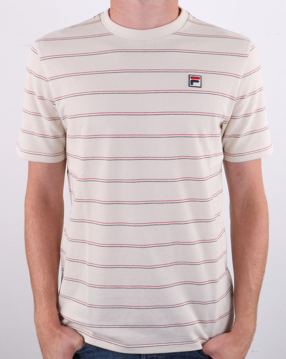 Fila Vintage Leon Gestreiftes T-Shirt Turteltaube