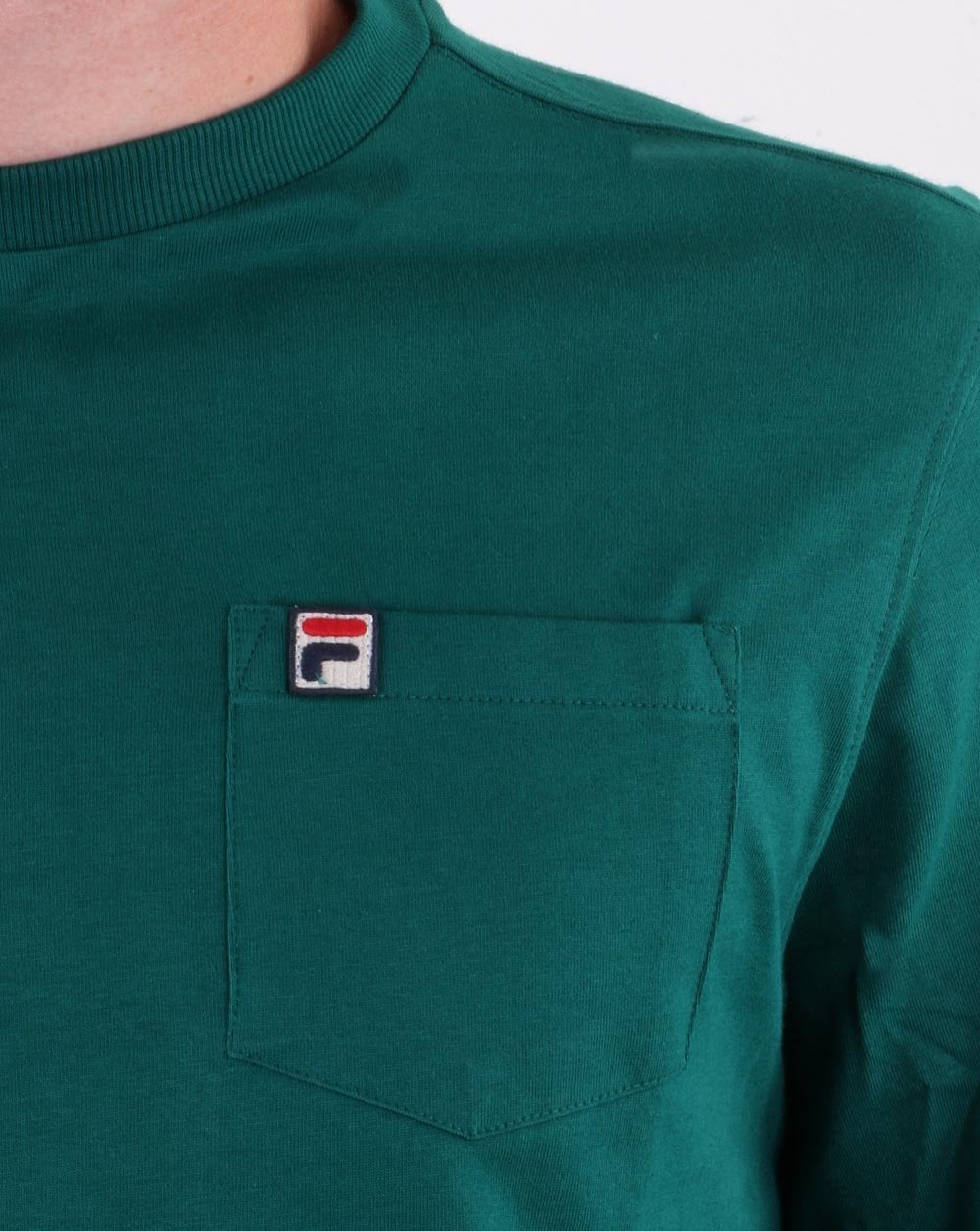 Fila Vintage Langarm-T-Shirt mit Tasche Grün