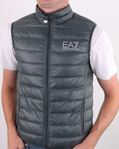 Emporio Armani – EA7 Core Logo Daunenweste in Silber