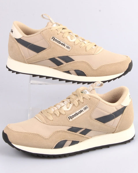 Reebok Classic Nylon Ripple Trainers Beige/Grey