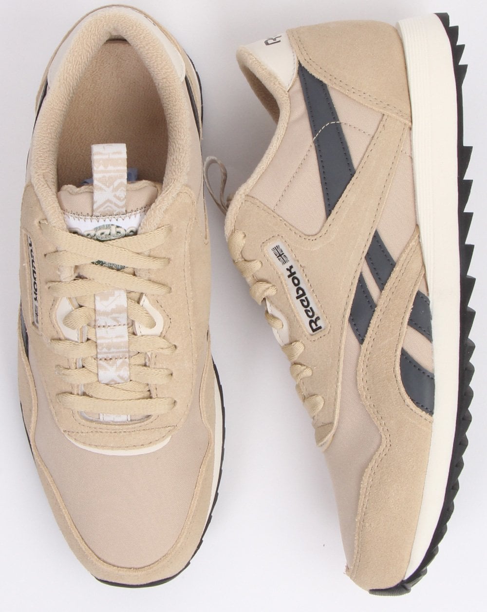 Reebok Classic Nylon Ripple Trainers Beige/Grey