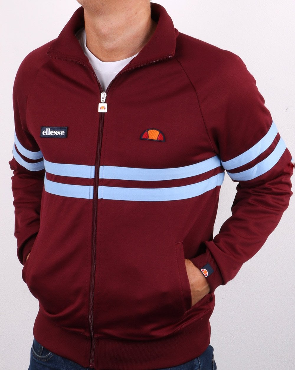 Ellesse – Rimini Trainingsjacke, Weinrot/Himmelblau