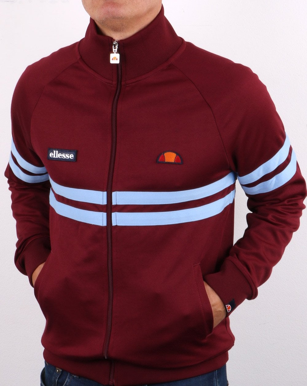 Ellesse – Rimini Trainingsjacke, Weinrot/Himmelblau
