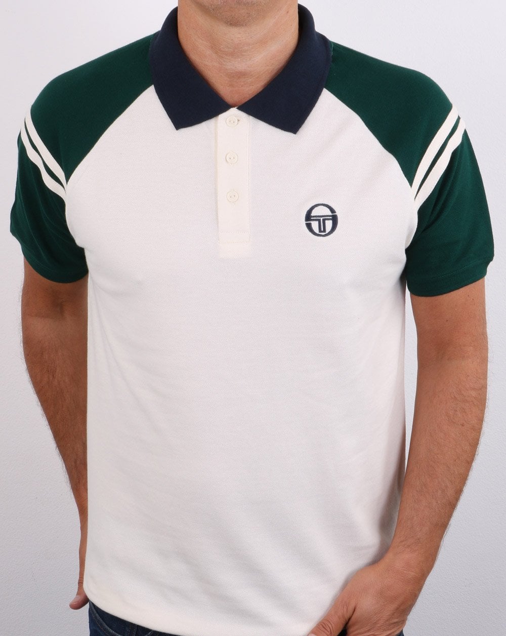 Sergio Tacchini Sonny Poloshirt Creme/Dunkelgrün