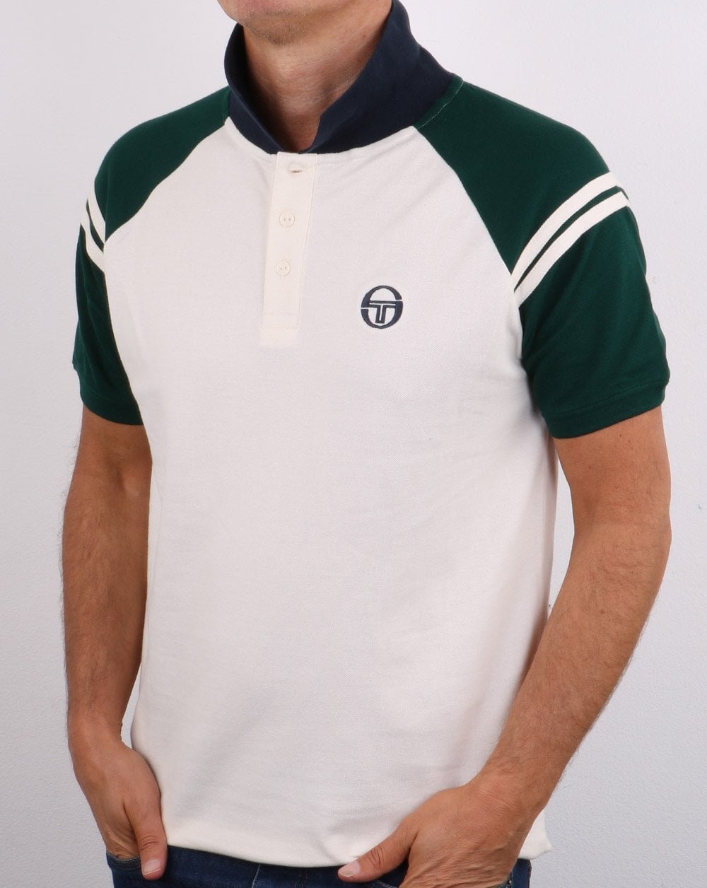 Sergio Tacchini Sonny Poloshirt Creme/Dunkelgrün