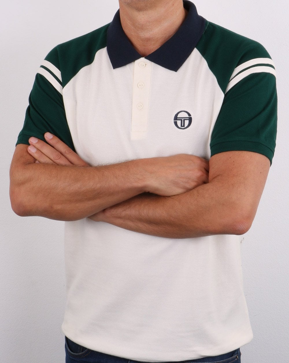 Sergio Tacchini Sonny Poloshirt Creme/Dunkelgrün