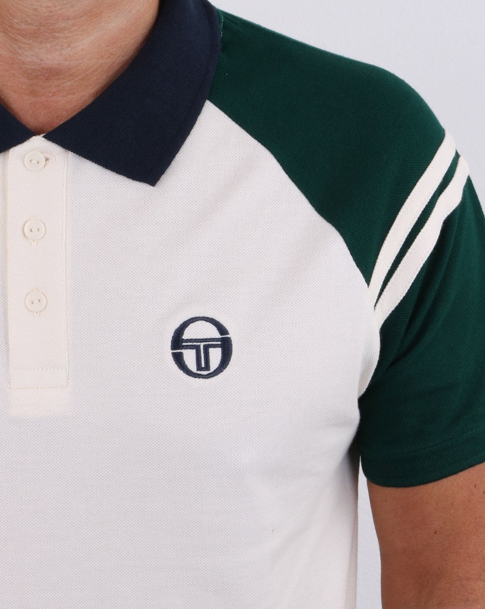 Sergio Tacchini Sonny Polo Shirt Cream/Dark Green