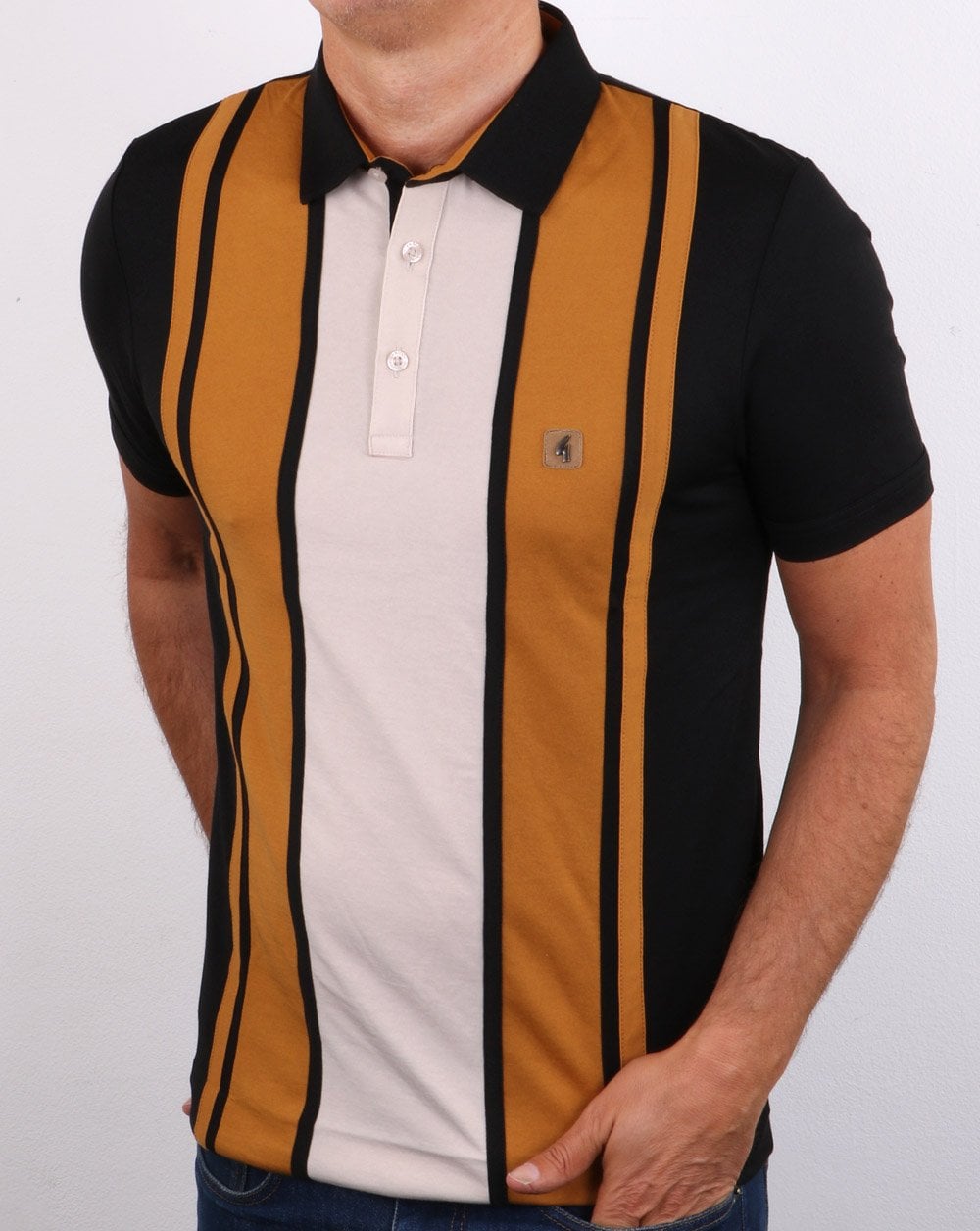 Gabicci Vintage Shatter Poloshirt Schwarz