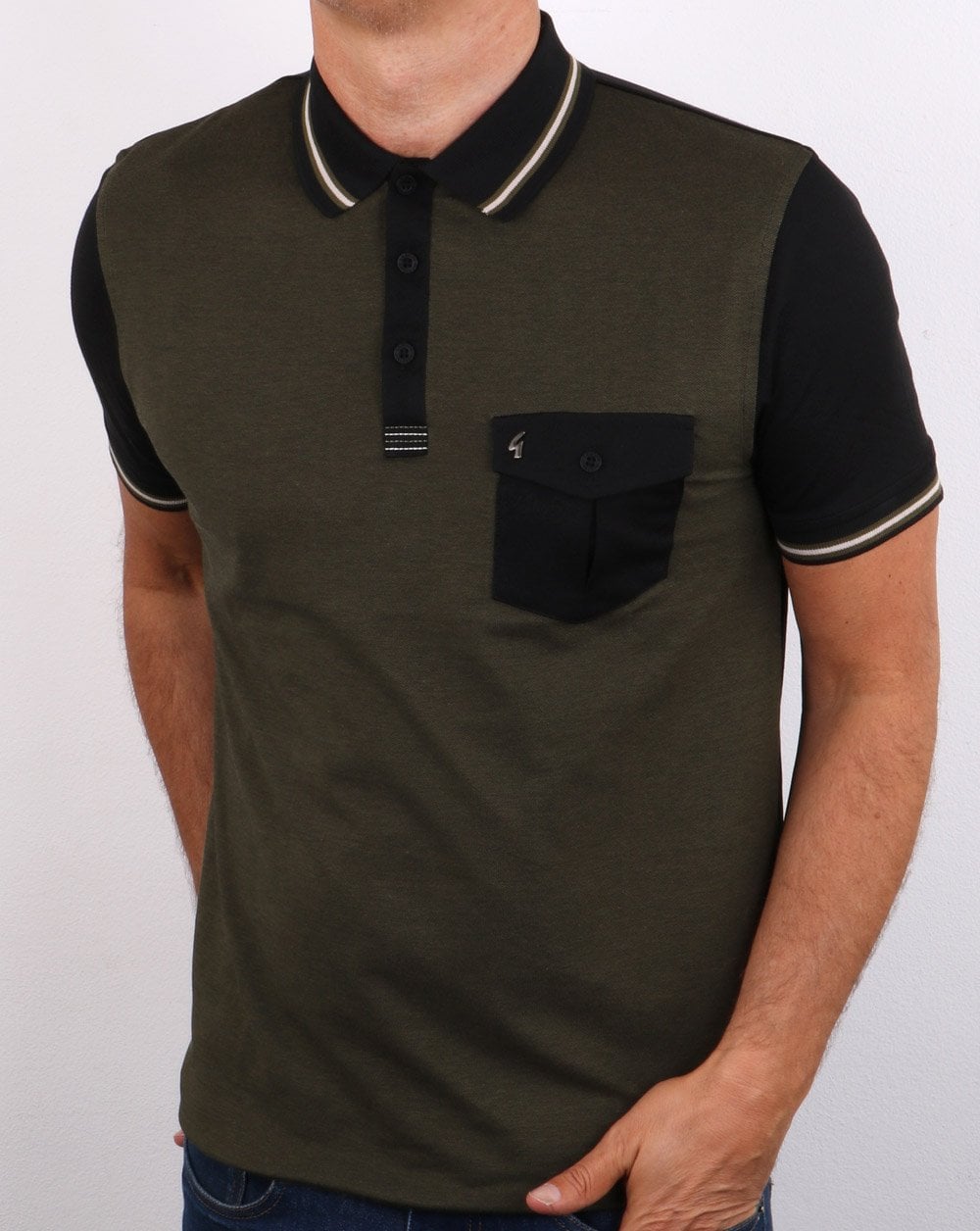Gabicci Vintage Barrow Polo Shirt Olive/Black