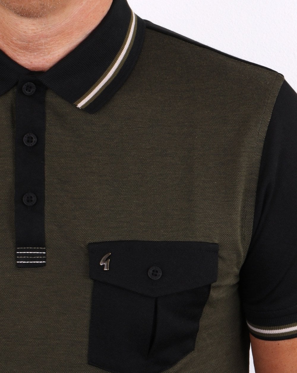 Gabicci Vintage Barrow Poloshirt Oliv/Schwarz