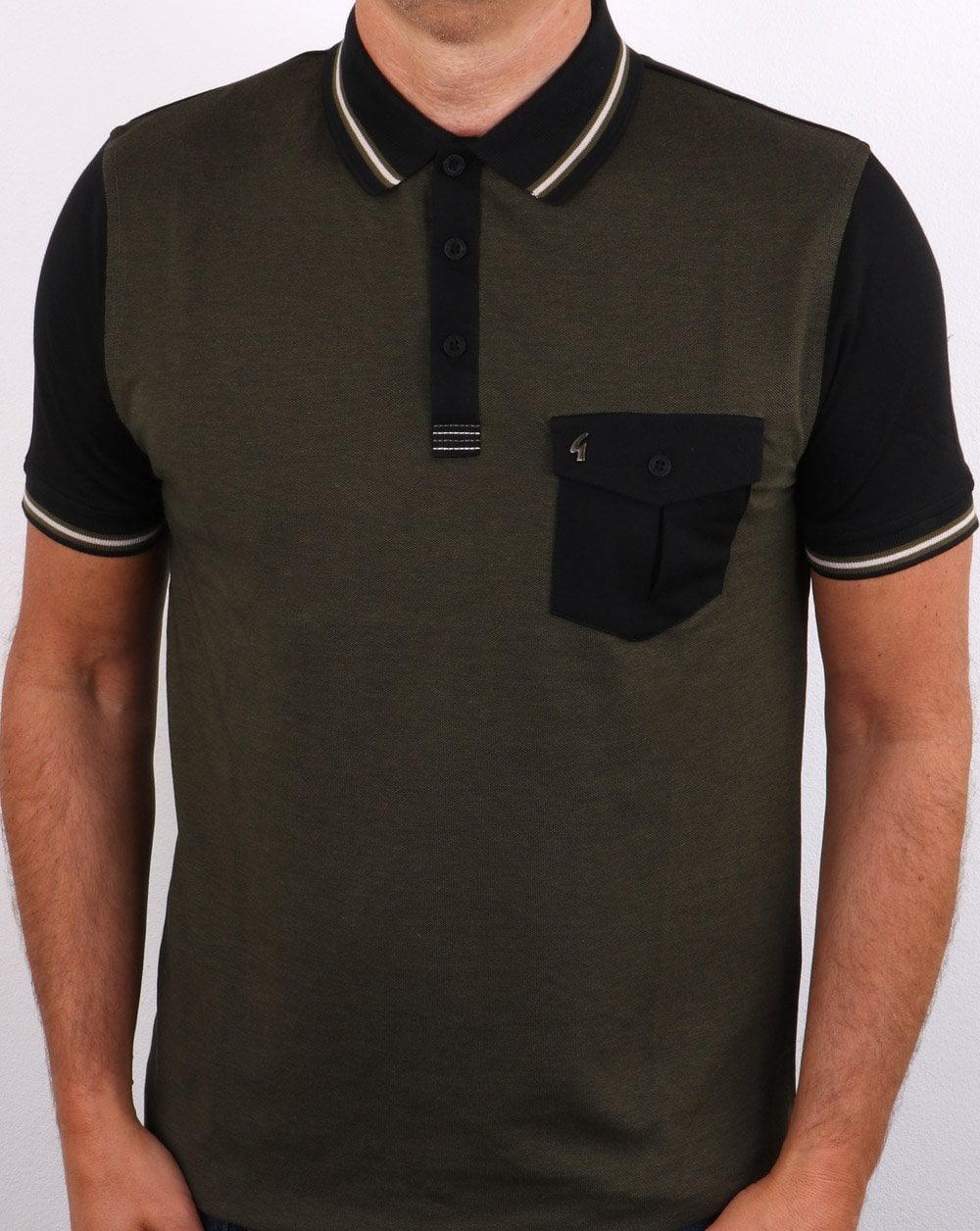 Gabicci Vintage Barrow Polo Shirt Olive/Black